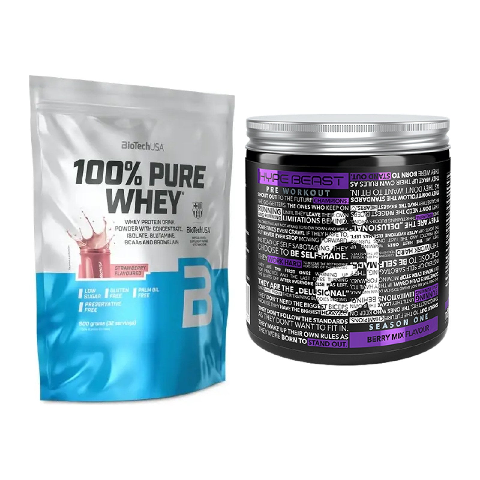 Basis-Set: BioTech 100% Pure Whey + Nanosupps Hype Beast – alle enthaltenen Artikel