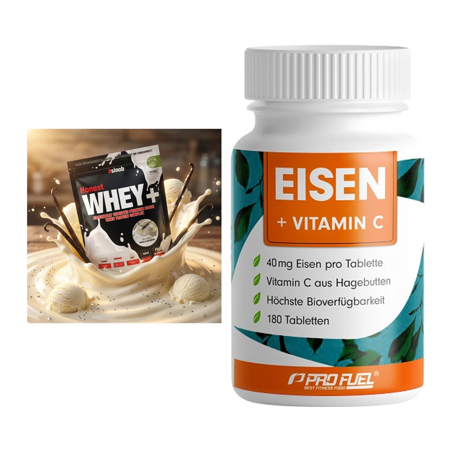 Basis-Set: Sinob Honest Whey+ + ProFuel EISEN + nat. Vitamin C – alle enthaltenen Artikel