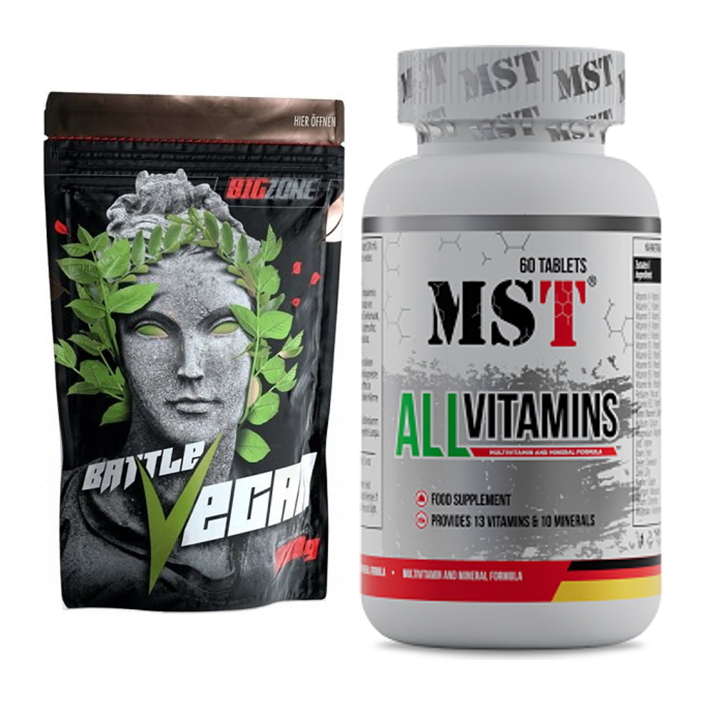 Basis-Set: Big Zone Battle Vegan + MST All Vitamins 60 Pillen – alle enthaltenen Artikel