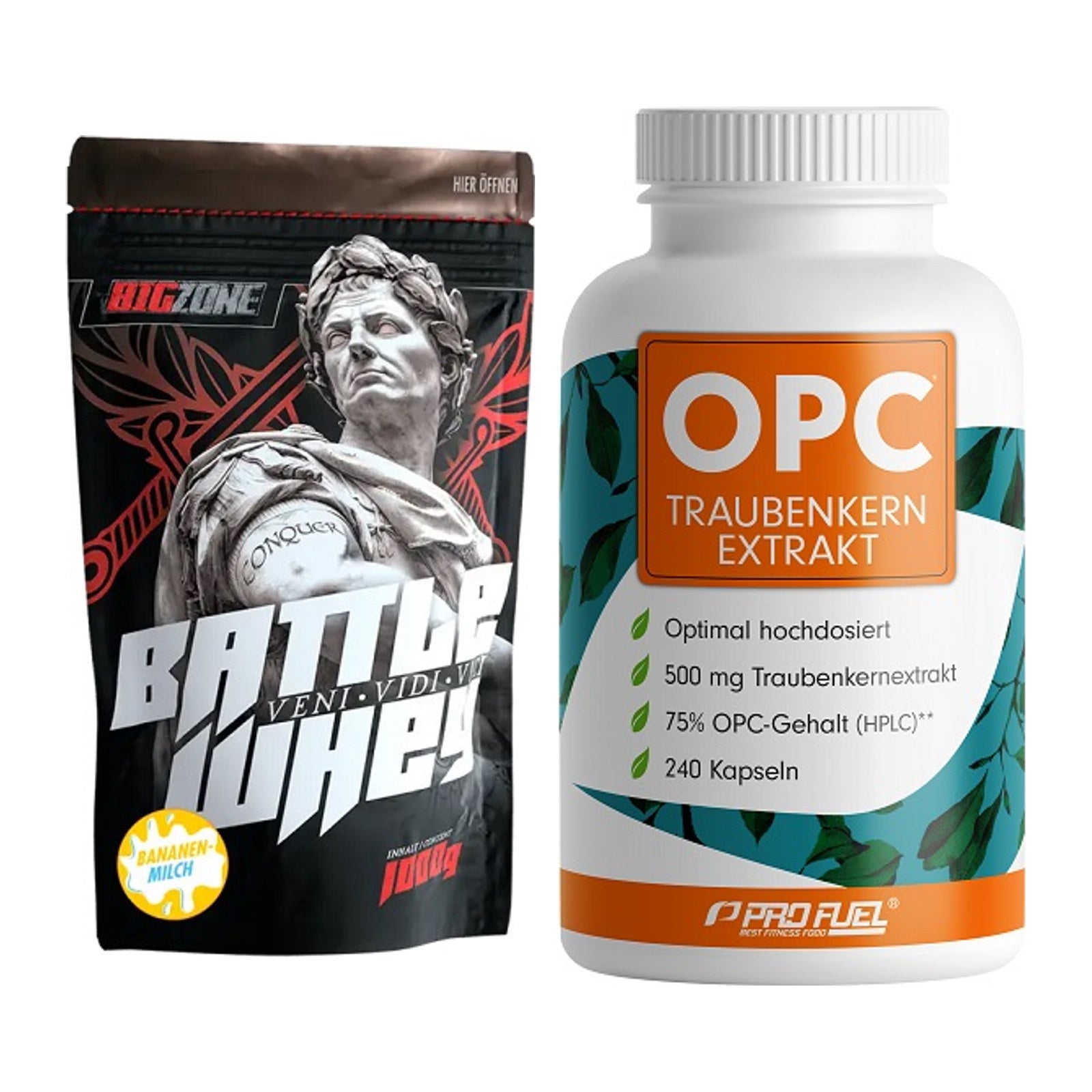 Basis-Set: Big Zone Battle Whey + ProFuel OPC Traubenkernextrakt – alle enthaltenen Artikel