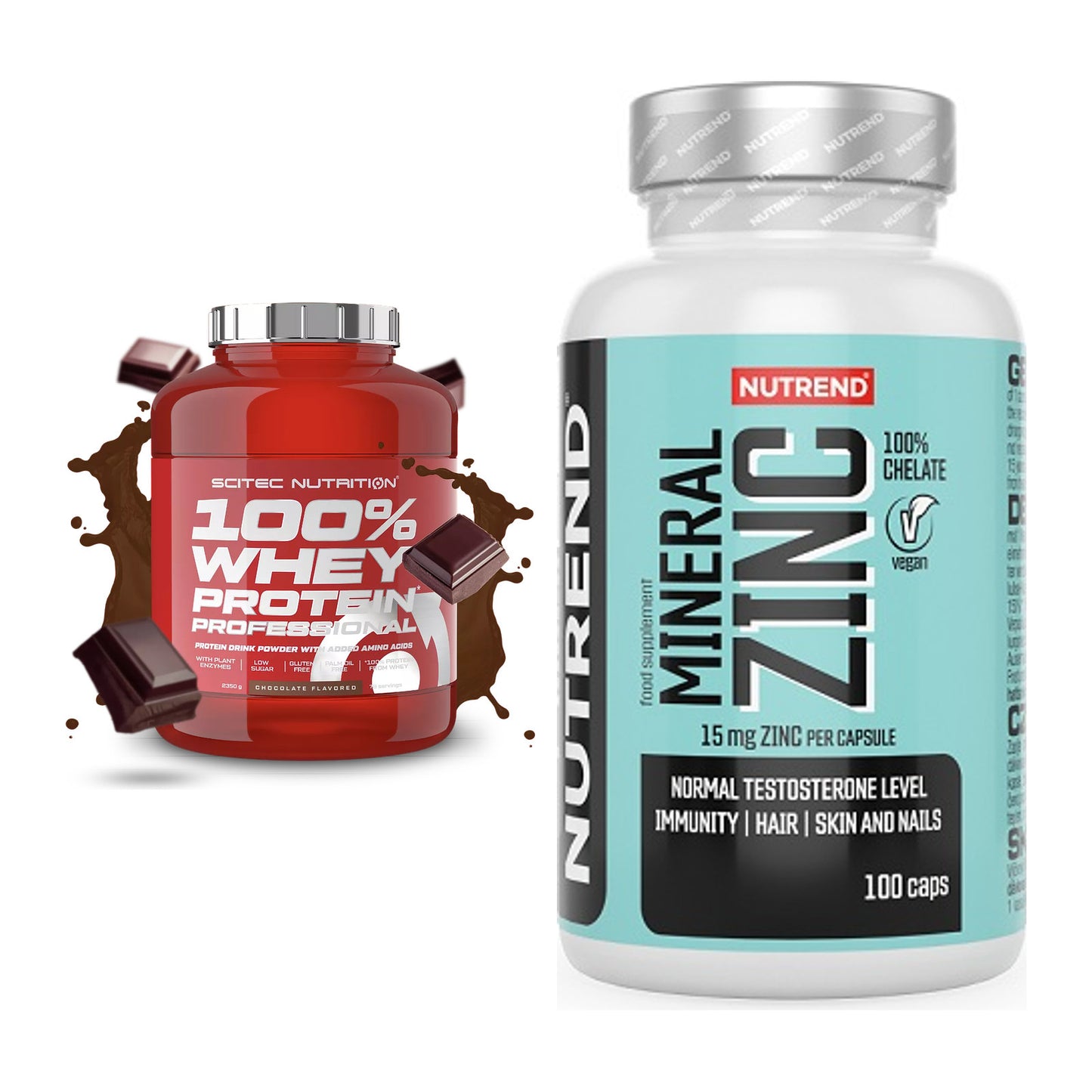 Basis-Set: Scitec 100% Whey Professional + Nutrend Zinc Chelate 15mg – alle enthaltenen Artikel