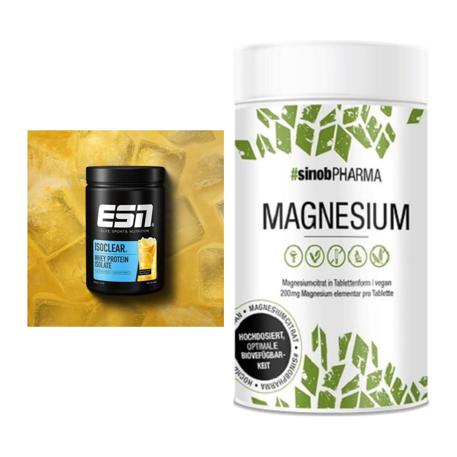 Basis-Set: ESN ISOCLEAR Whey Isolate + Sinob Magnesium Citrat – alle enthaltenen Artikel