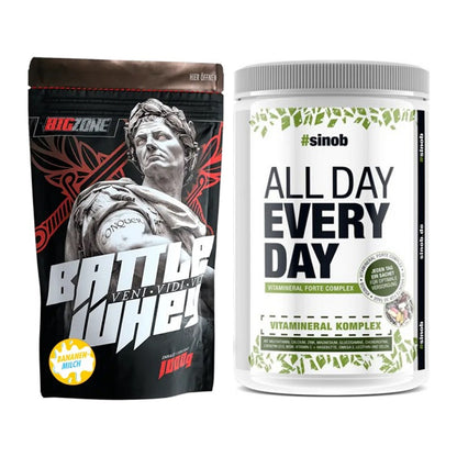 Basis-Set: Big Zone Battle Whey + Sinob All Day Every Day 30 Serv. – alle enthaltenen Artikel