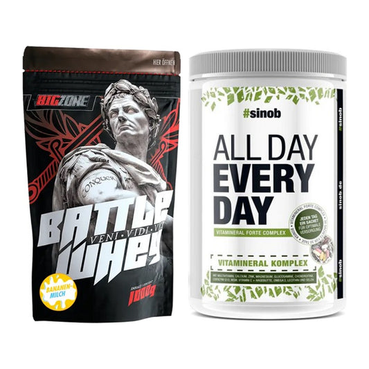 Basis-Set: Big Zone Battle Whey + Sinob All Day Every Day 30 Serv. – alle enthaltenen Artikel
