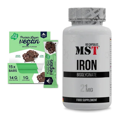 Basis-Set: Multipower Vegan Protein Layer Bar + MST Iron Bisglycinate – alle enthaltenen Artikel