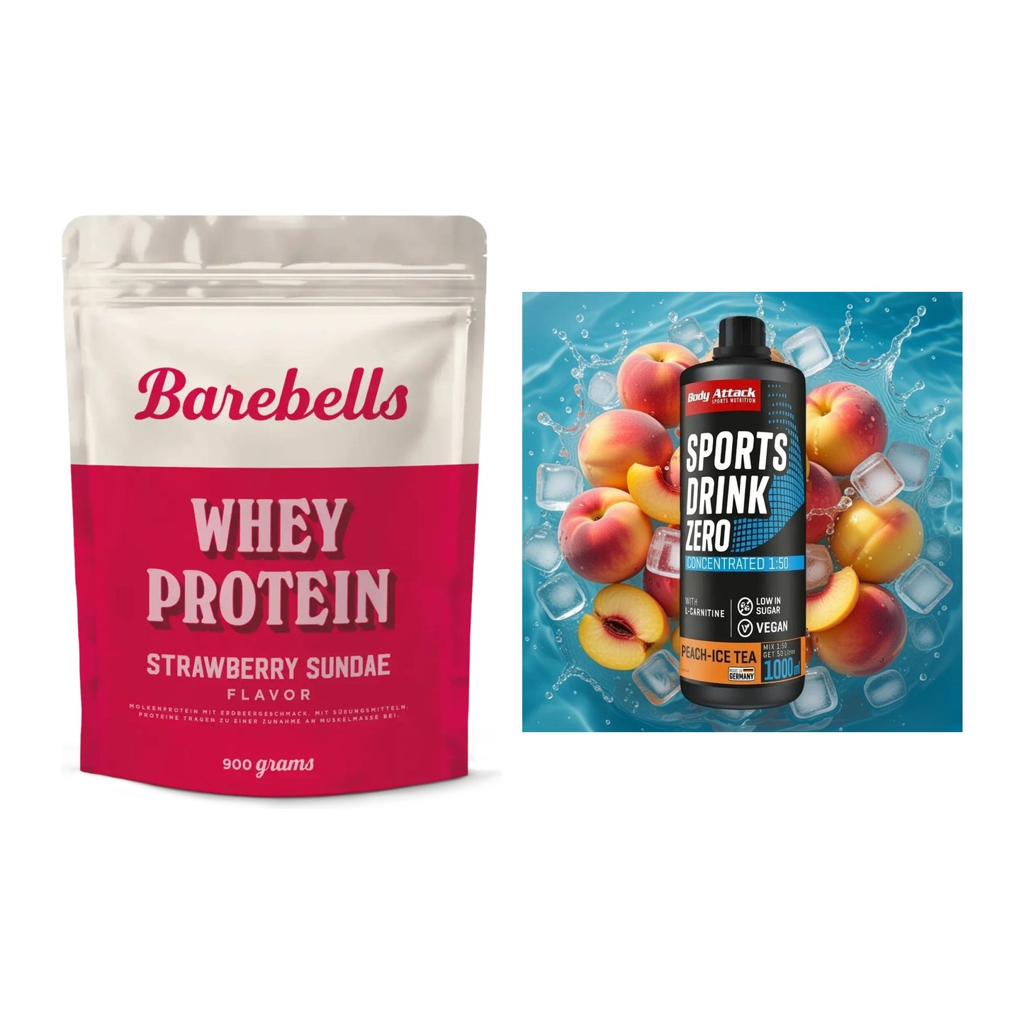 Basis-Set: Barebells Whey Protein + Body Attack Sports Drink Zero – alle enthaltenen Artikel