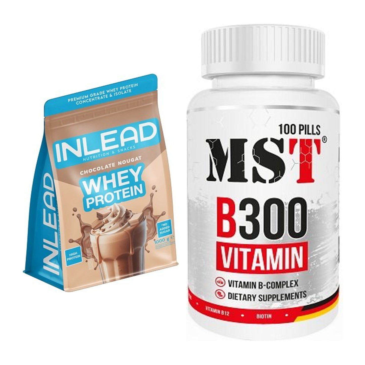 Basis-Set: INLEAD Whey Protein + MST B300 B-Complex 100 Pills – alle enthaltenen Artikel