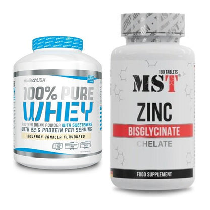 Basis-Set: BioTech 100% Pure Whey + MST Zinc Chelate Bisglycinate – alle enthaltenen Artikel