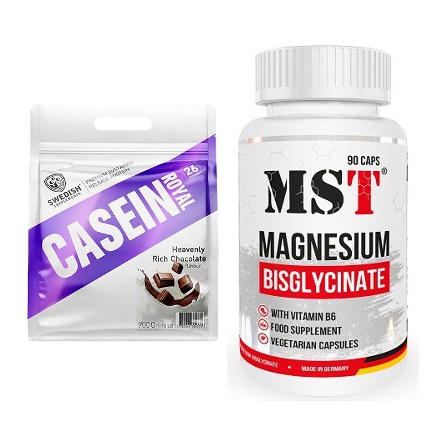 Basis-Set: Swedish Supplements Casein + MST Magnesium Bisglycinat – alle enthaltenen Artikel