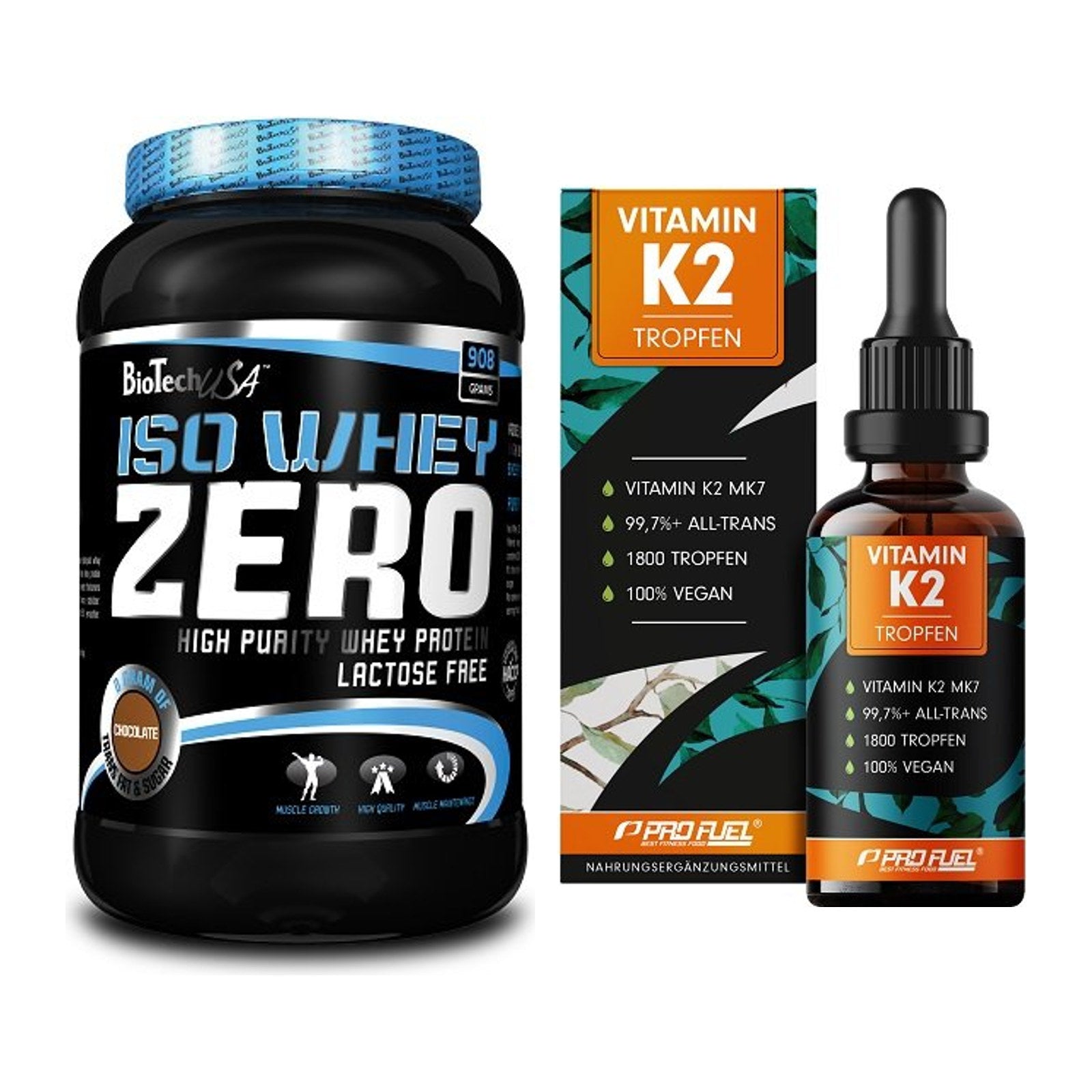 Basis-Set: BioTech Iso Whey Zero + ProFuel Vitamin K2 (1800 Tropfen) – alle enthaltenen Artikel