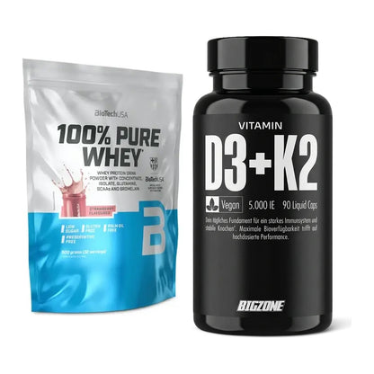 Basis-Set: BioTech 100% Pure Whey + Big Zone Vitamin D3 + K2 – alle enthaltenen Artikel