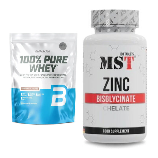 Basis-Set: BioTech 100% Pure Whey + MST Zinc Chelate Bisglycinate – alle enthaltenen Artikel