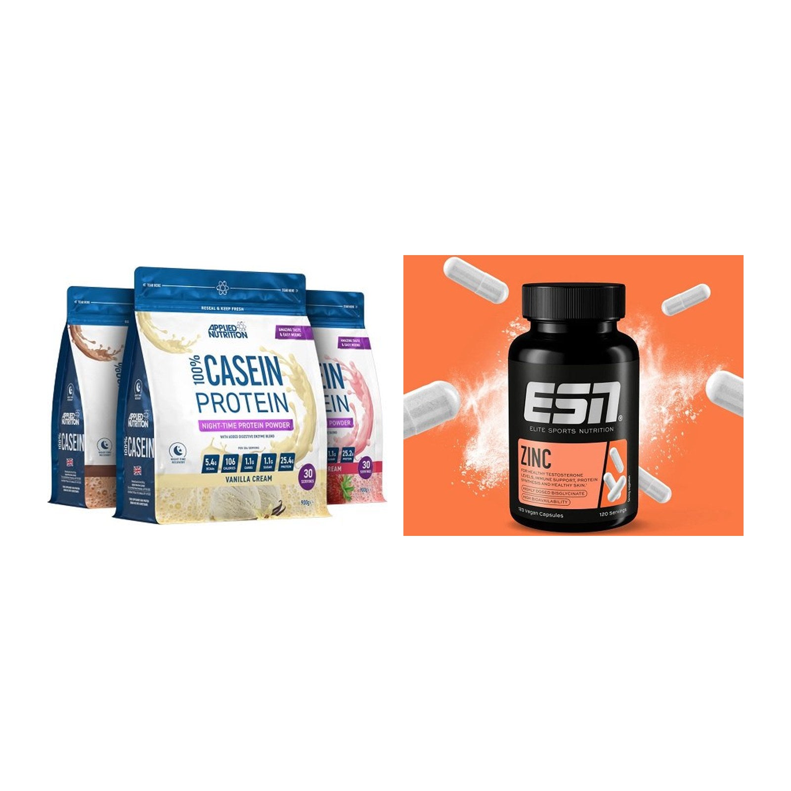 Basis-Set: Applied Nutrition 100% Casein + ESN Zinc – alle enthaltenen Artikel