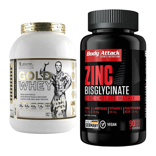 Basis-Set: Kevin Levrone Gold Whey + Body Attack Zink Bisglycinate – alle enthaltenen Artikel