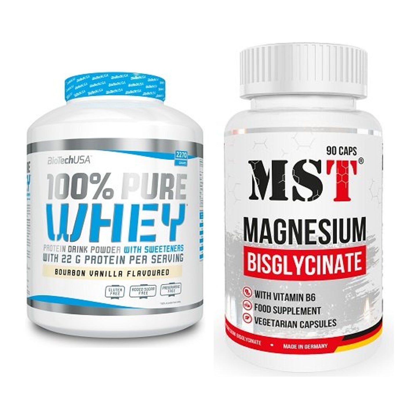 Basis-Set: BioTech 100% Pure Whey + MST Magnesium Bisglycinat – alle enthaltenen Artikel