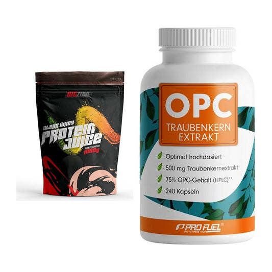 Basis-Set: Big Zone Clear Whey Protein + ProFuel OPC Traubenkernextra – alle enthaltenen Artikel