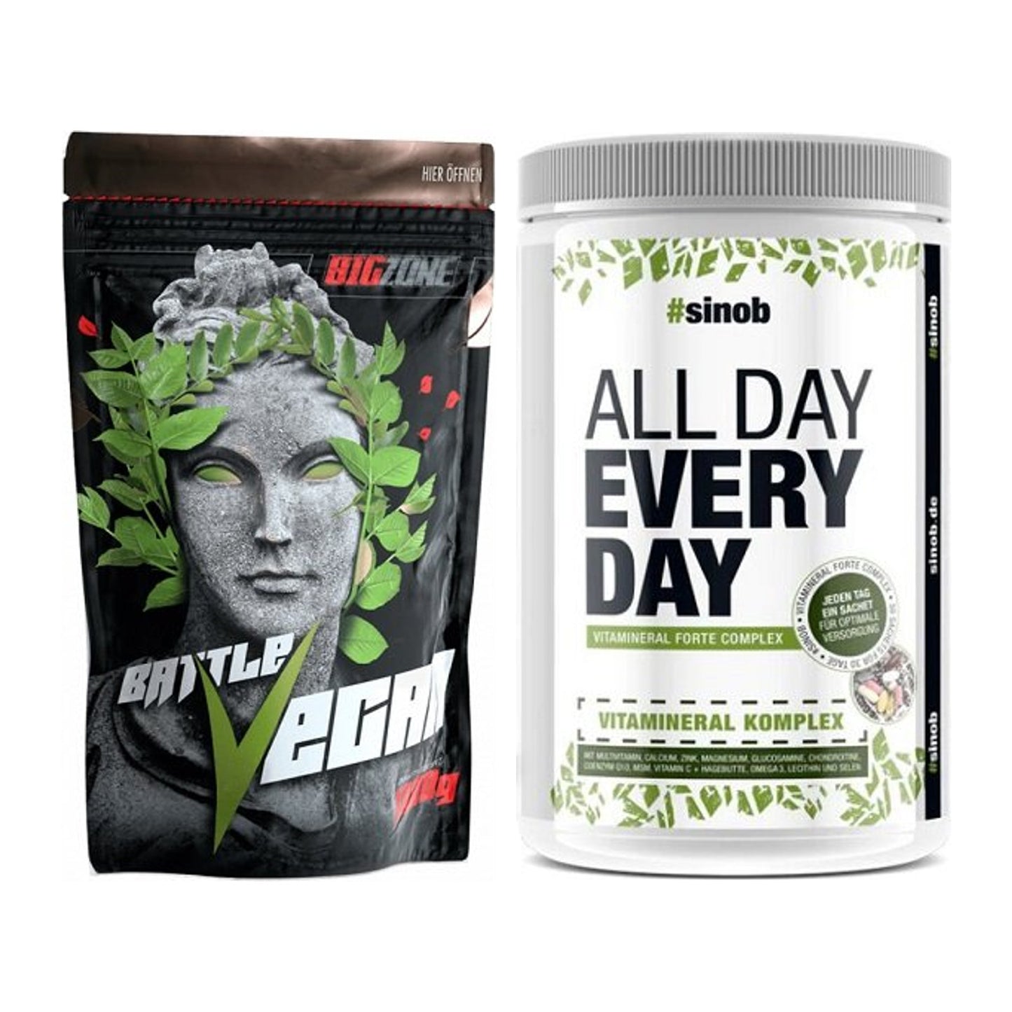 Basis-Set: Big Zone Battle Vegan + Sinob All Day Every Day 30 Serv. – alle enthaltenen Artikel