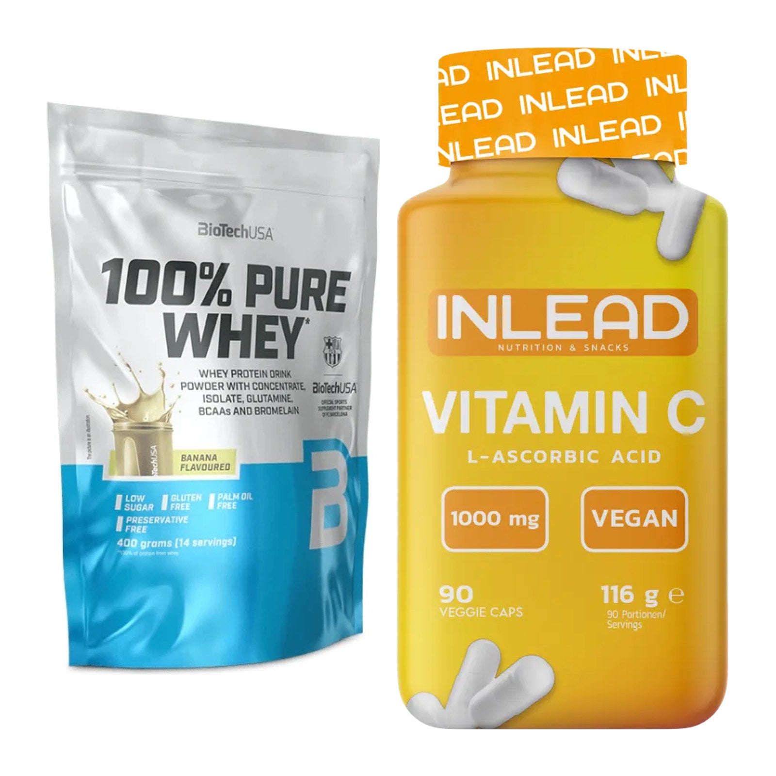 Basis-Set: BioTech 100% Pure Whey + INLEAD Vitamin C – alle enthaltenen Artikel