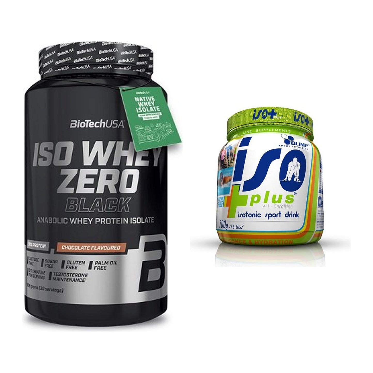 Basis-Set: BioTech Iso Whey Zero Black + Olimp Iso Plus – alle enthaltenen Artikel