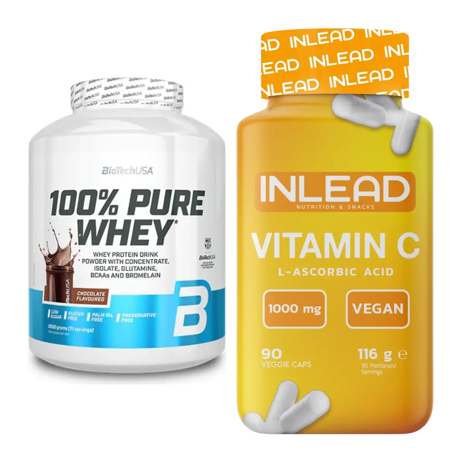 Basis-Set: BioTech 100% Pure Whey + INLEAD Vitamin C – alle enthaltenen Artikel