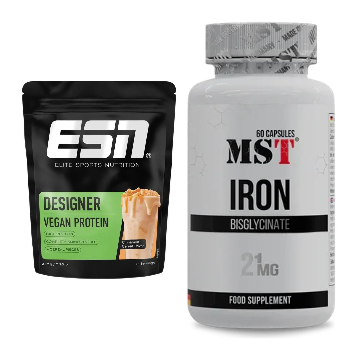 Basis-Set: ESN Designer Vegan Protein + MST Iron Bisglycinate – alle enthaltenen Artikel