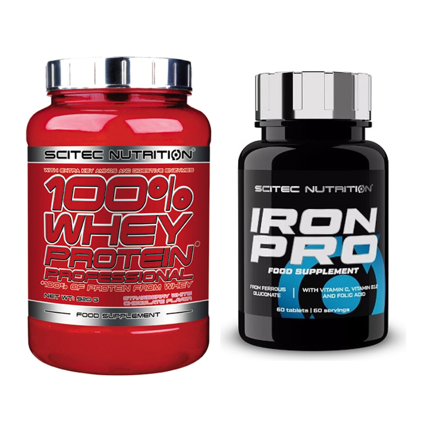 Basis-Set: Scitec 100% Whey Professional + Scitec Iron Pro – alle enthaltenen Artikel