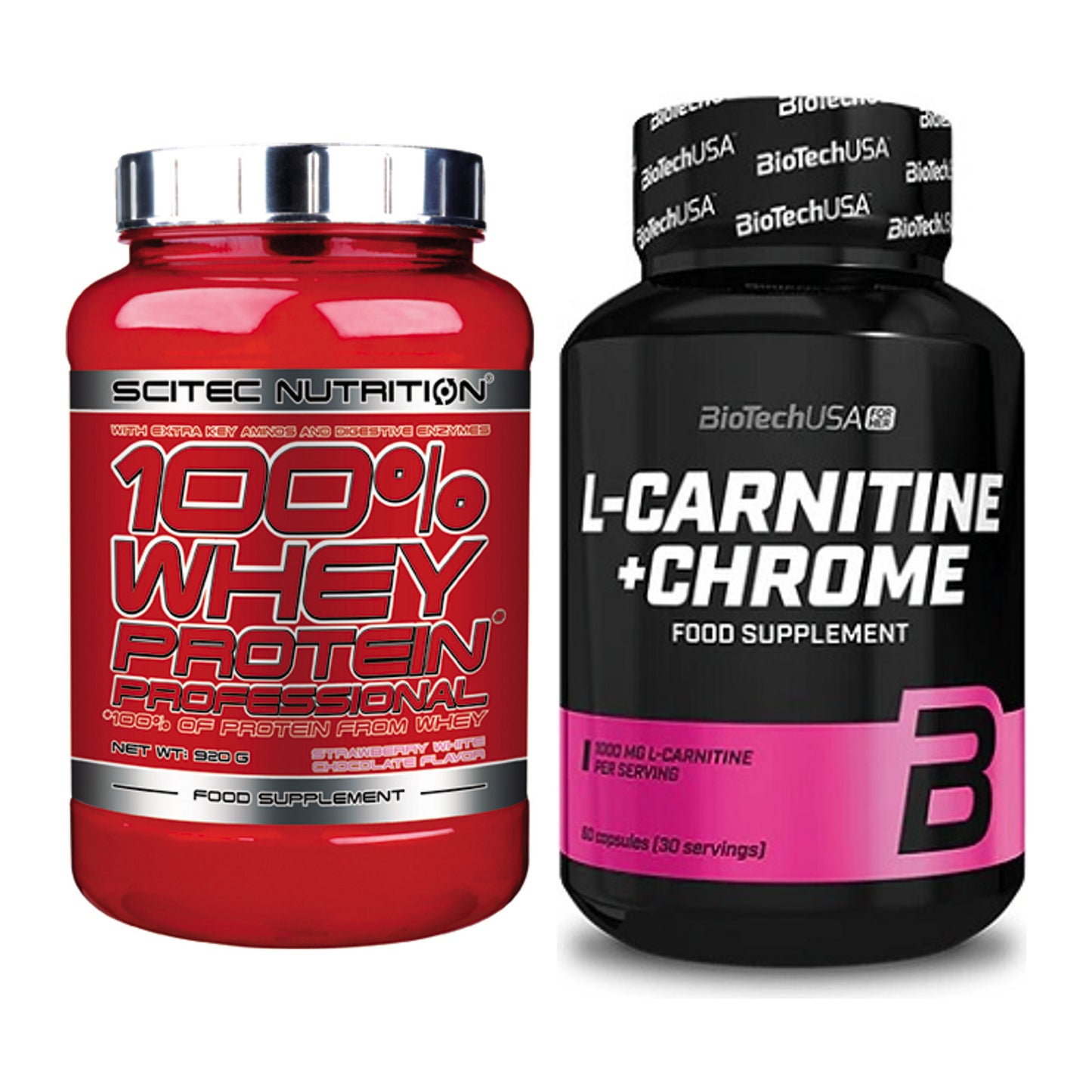 Basis-Set: Scitec 100% Whey + BioTech L-Carnitine + Chrome – alle enthaltenen Artikel