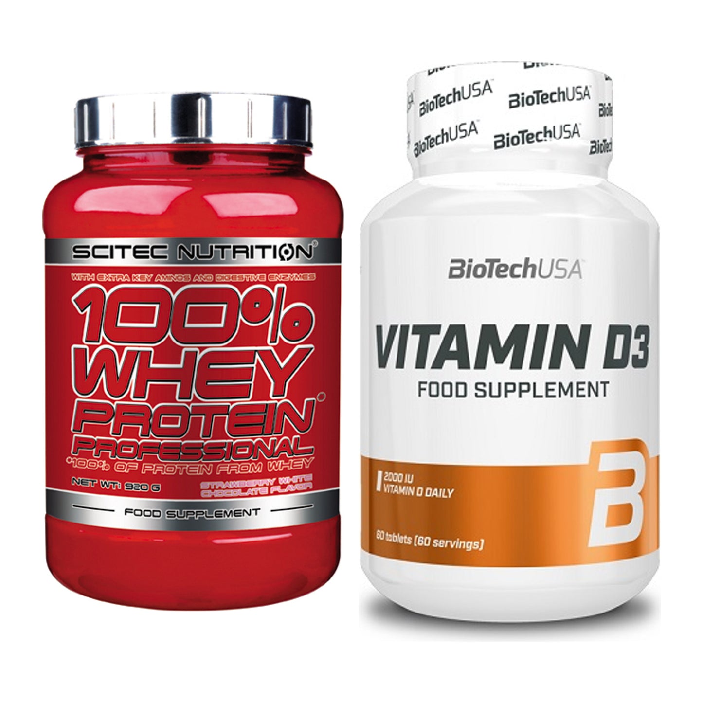 Basis-Set: Scitec 100% Whey Professional + BioTech Vitamin D3 – alle enthaltenen Artikel