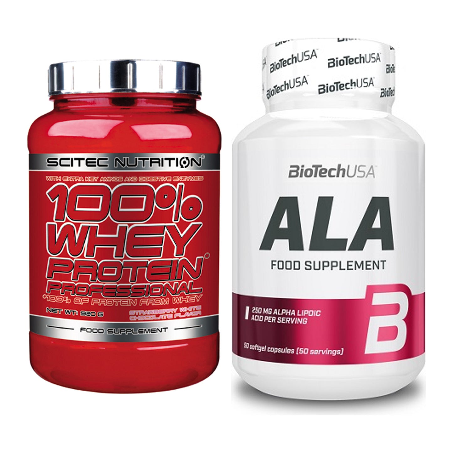 Basis-Set: Scitec 100% Whey + BioTech ALA alpha lipoic – alle enthaltenen Artikel