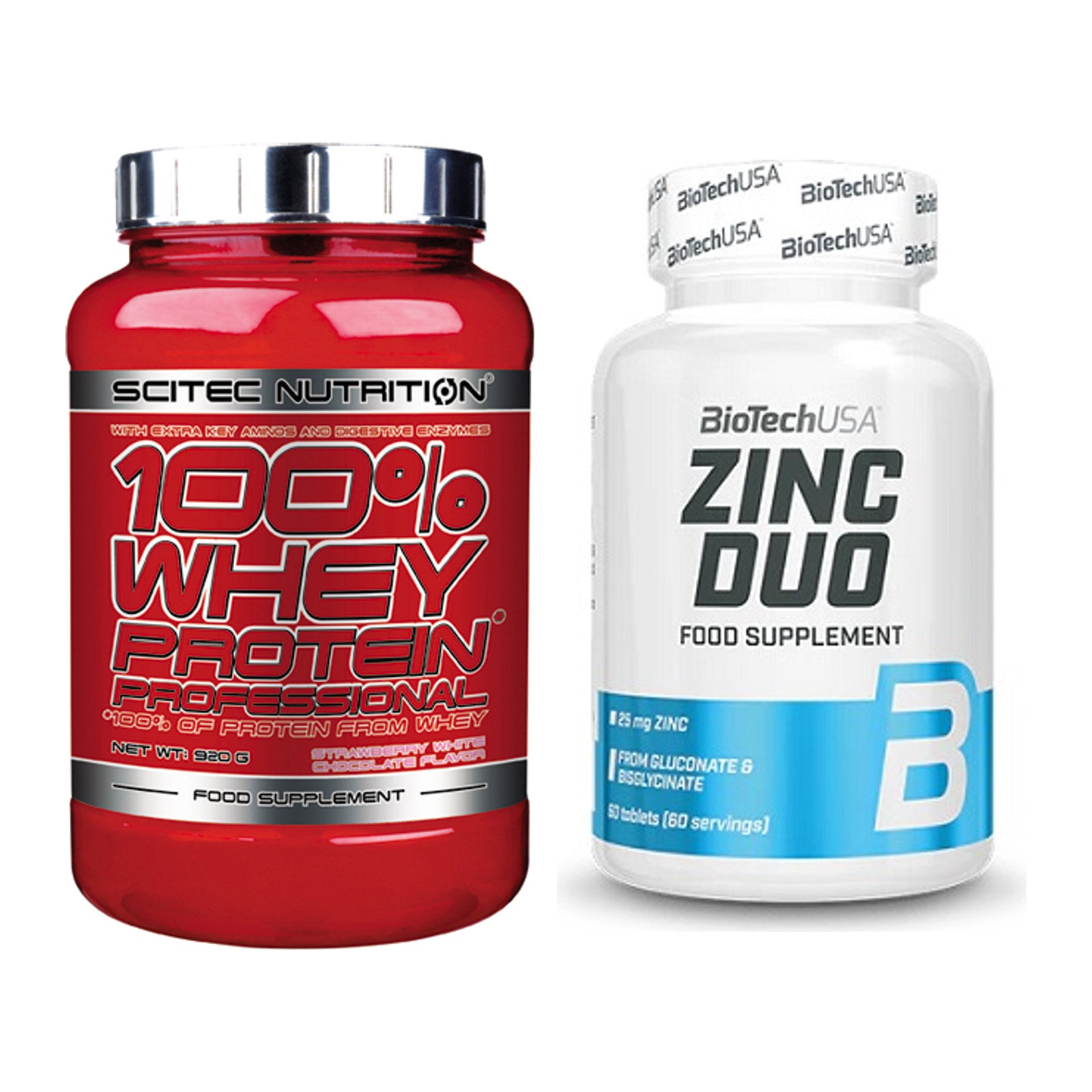Basis-Set: Scitec 100% Whey Professional + BioTech Zinc Duo – alle enthaltenen Artikel