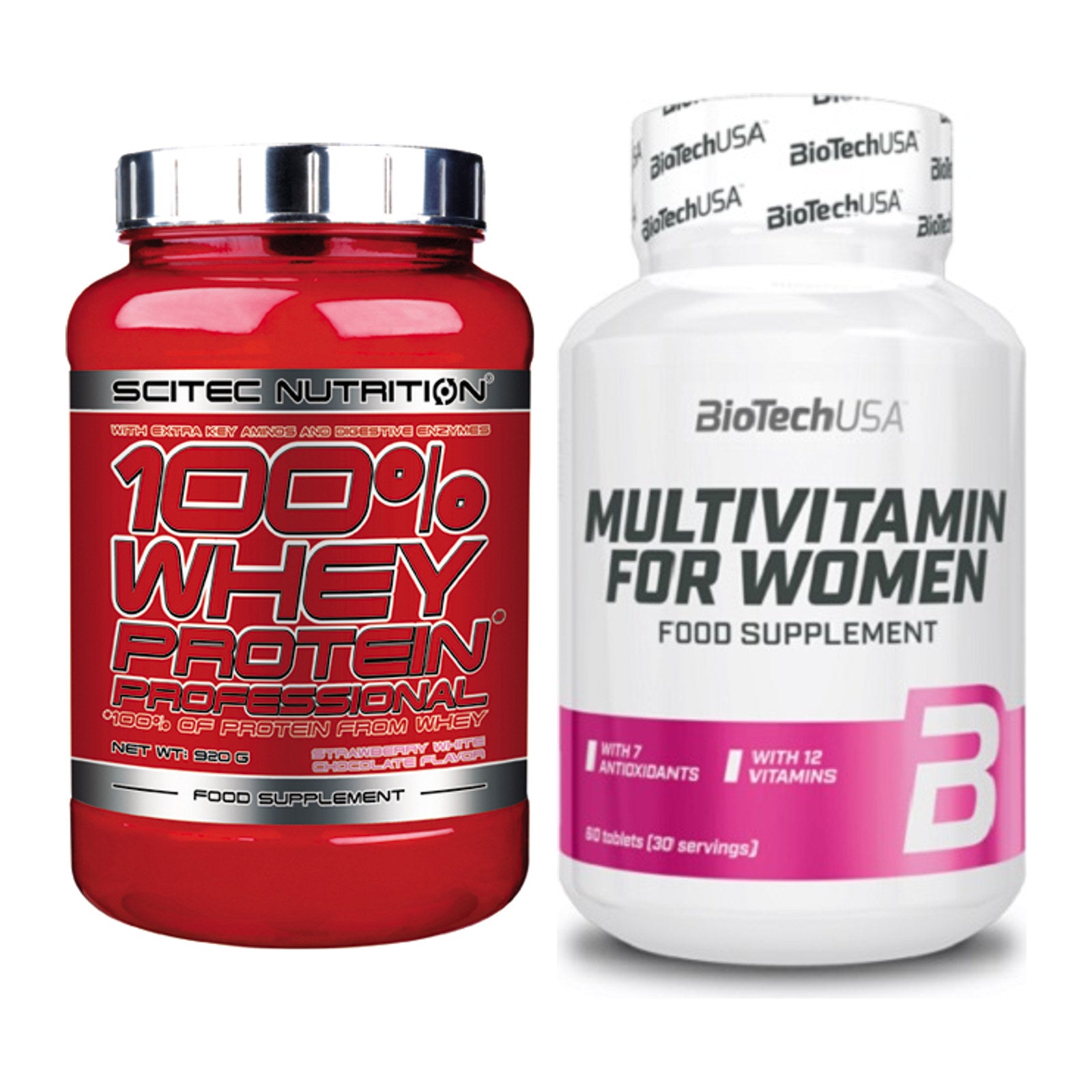 Basis-Set: Scitec 100% Whey + BioTech Multivitamin – alle enthaltenen Artikel