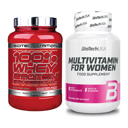 Basis-Set: Scitec 100% Whey + BioTech Multivitamin – alle enthaltenen Artikel