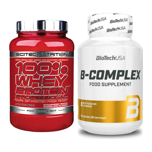 Basis-Set: Scitec 100% Whey Professional + BioTech B Complex 60 Tabl. – alle enthaltenen Artikel