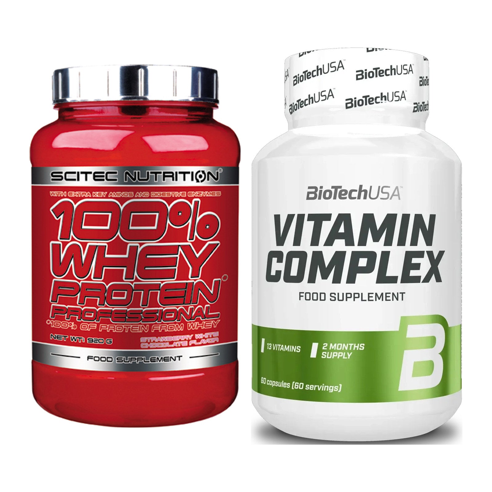 Basis-Set: Scitec 100% Whey Professional + BioTech Vitamin Complex – alle enthaltenen Artikel