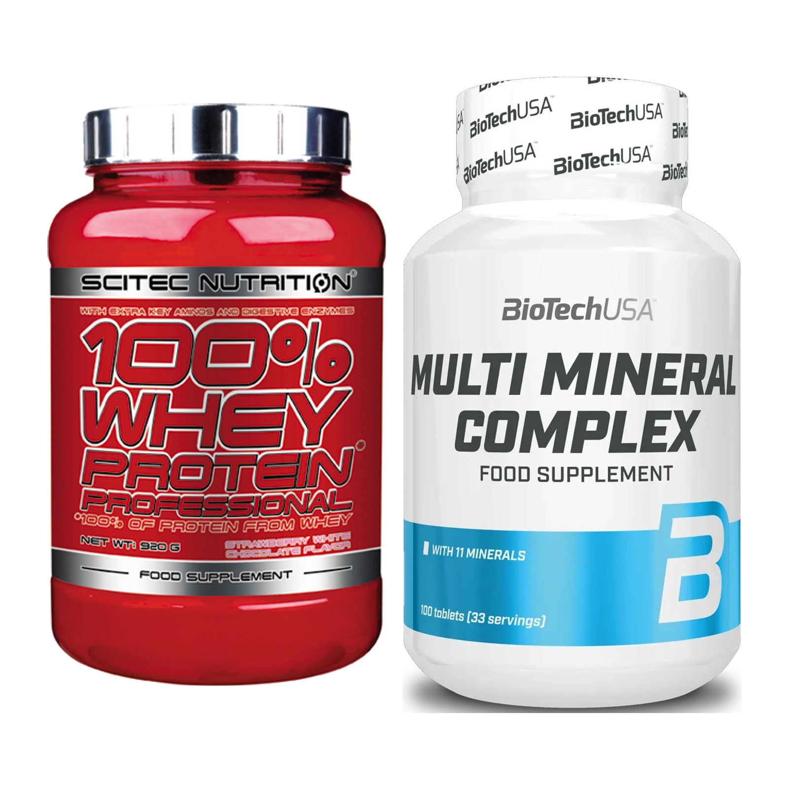 Basis-Set: Scitec 100% Whey + BioTech Multi Mineral – alle enthaltenen Artikel