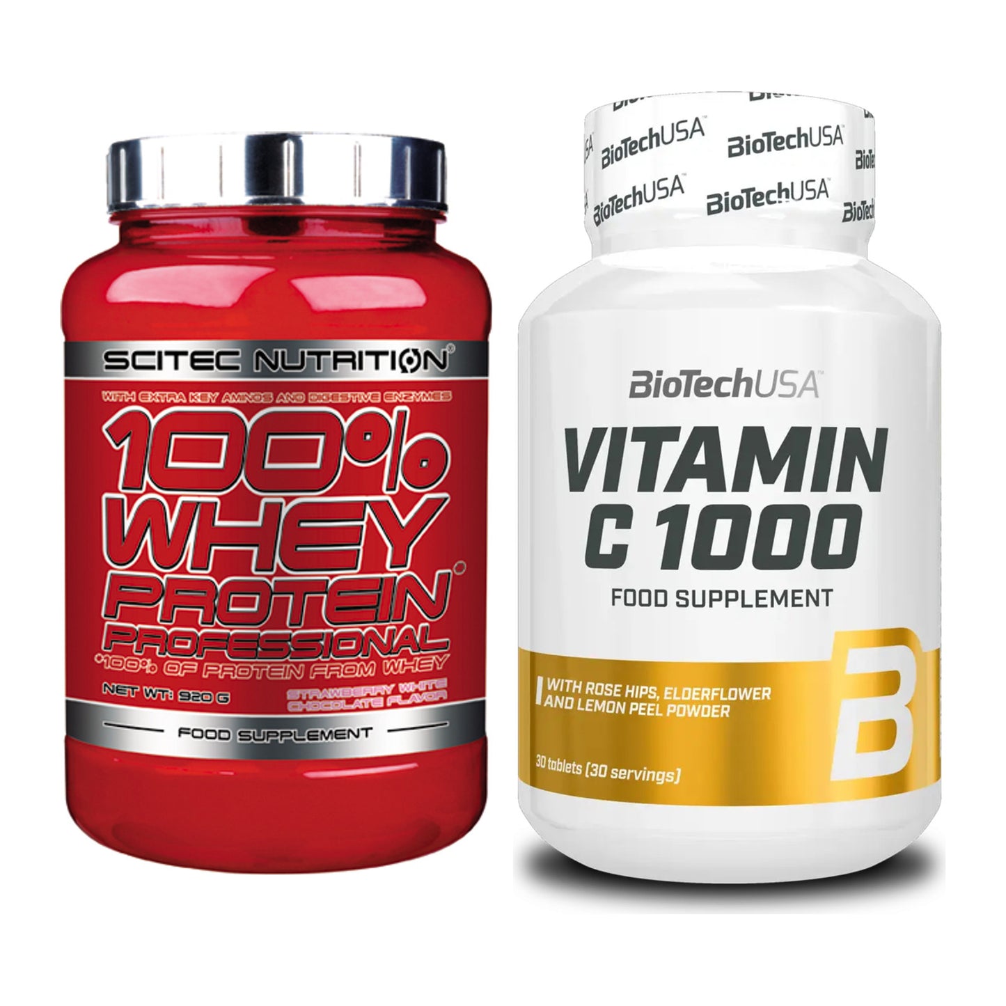Basis-Set: Scitec 100% Whey + BioTech Vitamin C 1000 30 – alle enthaltenen Artikel