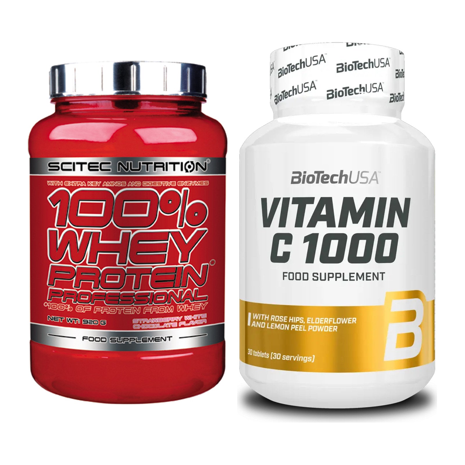 Basis-Set: Scitec 100% Whey + BioTech Vitamin C 1000 30 – alle enthaltenen Artikel