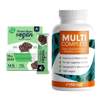Basis-Set: Multipower Vegan Protein Layer Bar + ProFuel MULTI COMPLETE – alle enthaltenen Artikel