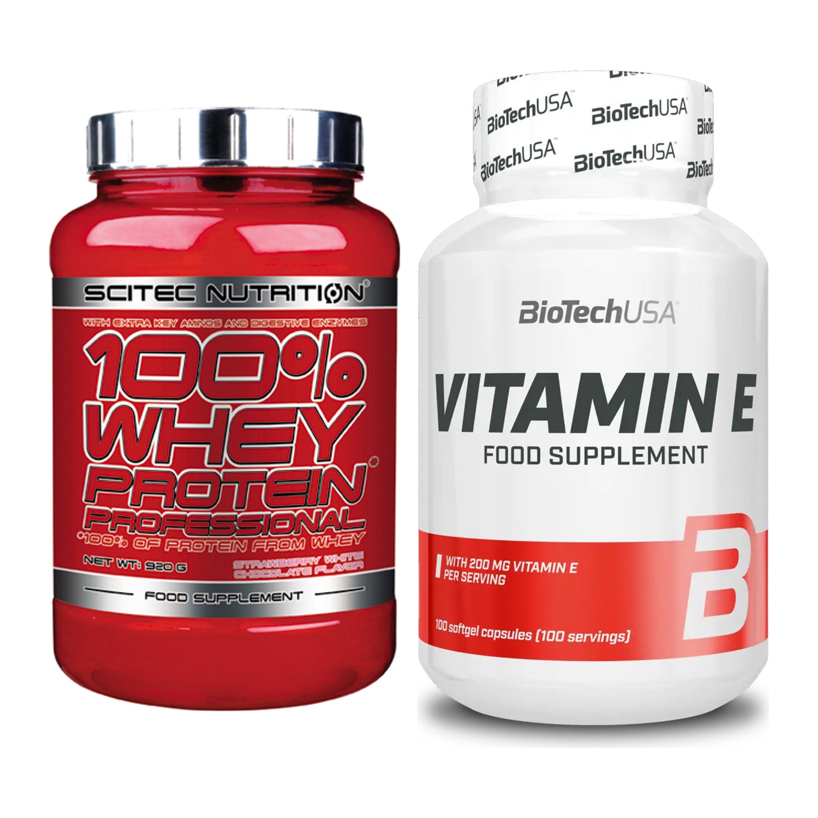 Basis-Set: Scitec 100% Whey + BioTech Vitamin E 100 – alle enthaltenen Artikel