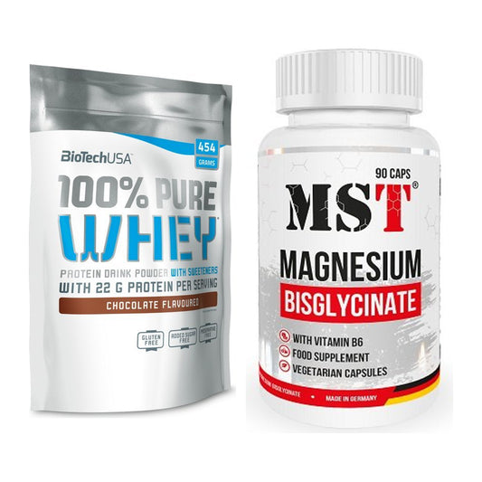 Basis-Set: BioTech 100% Pure Whey + MST Magnesium Bisglycinat – alle enthaltenen Artikel