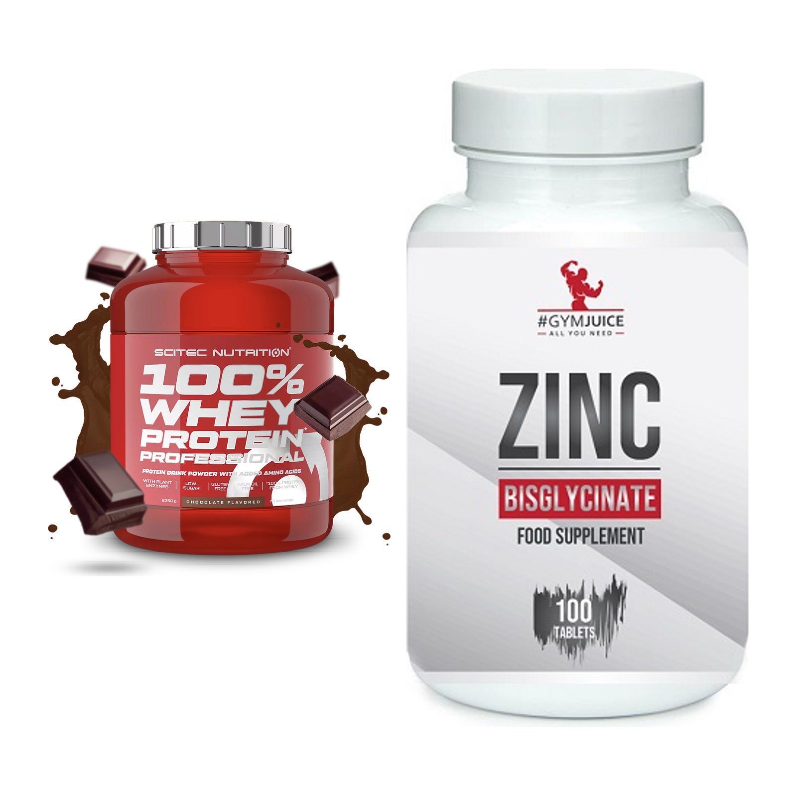 Basis-Set: Scitec 100% Whey Professional + #GYMJUICE ZINC Bisglycinate – alle enthaltenen Artikel