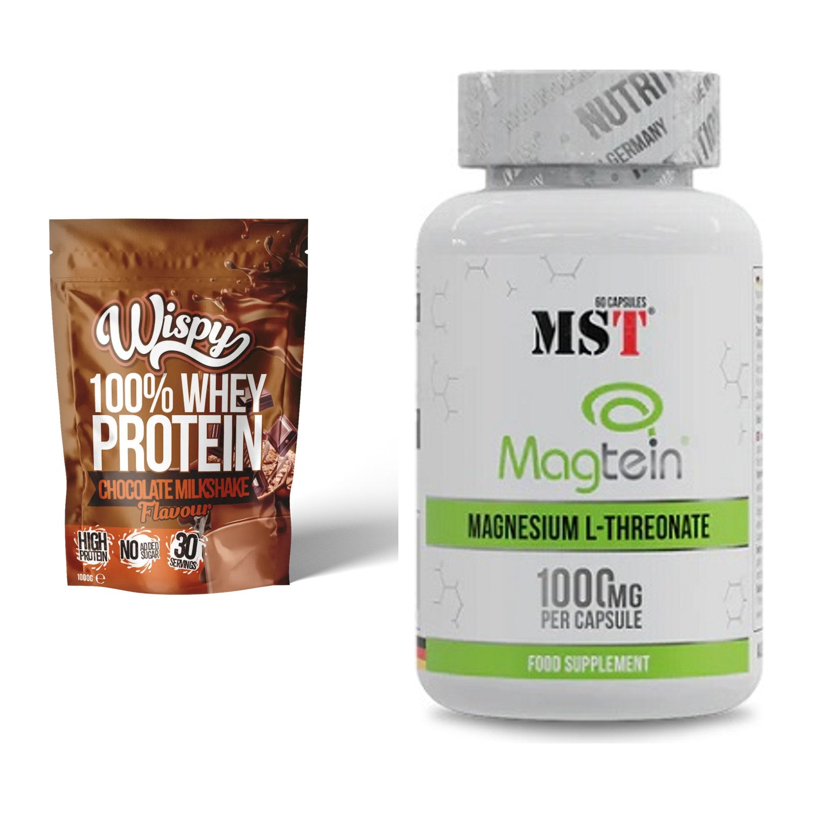 Basis-Set: Wispy Whey 100% + MST Magnesium L-Threonate Magtein – alle enthaltenen Artikel