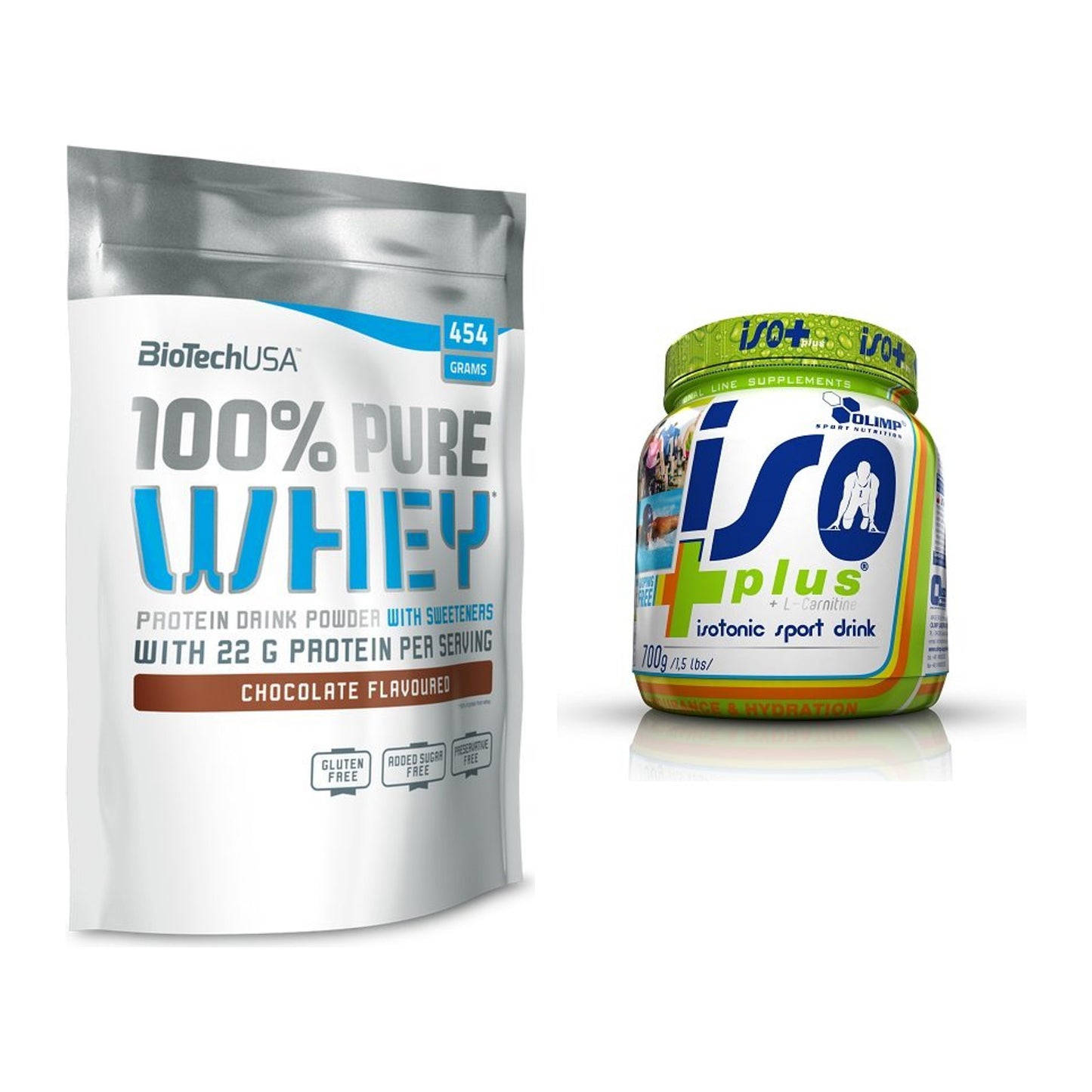 Basis-Set: BioTech 100% Pure Whey + Olimp Iso Plus – alle enthaltenen Artikel