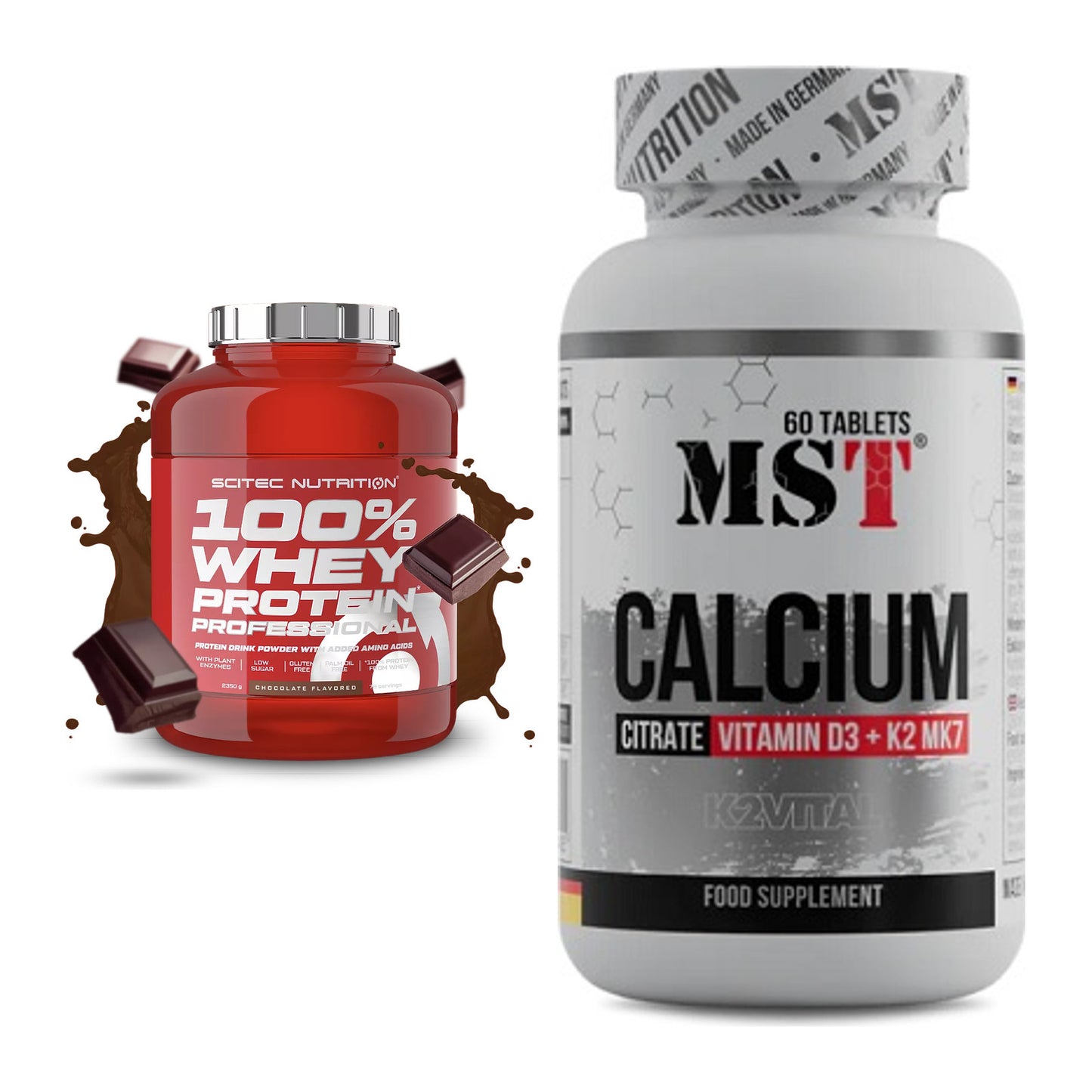 Basis-Set: Scitec 100% Whey + MST Calcium Citrate D3 – alle enthaltenen Artikel