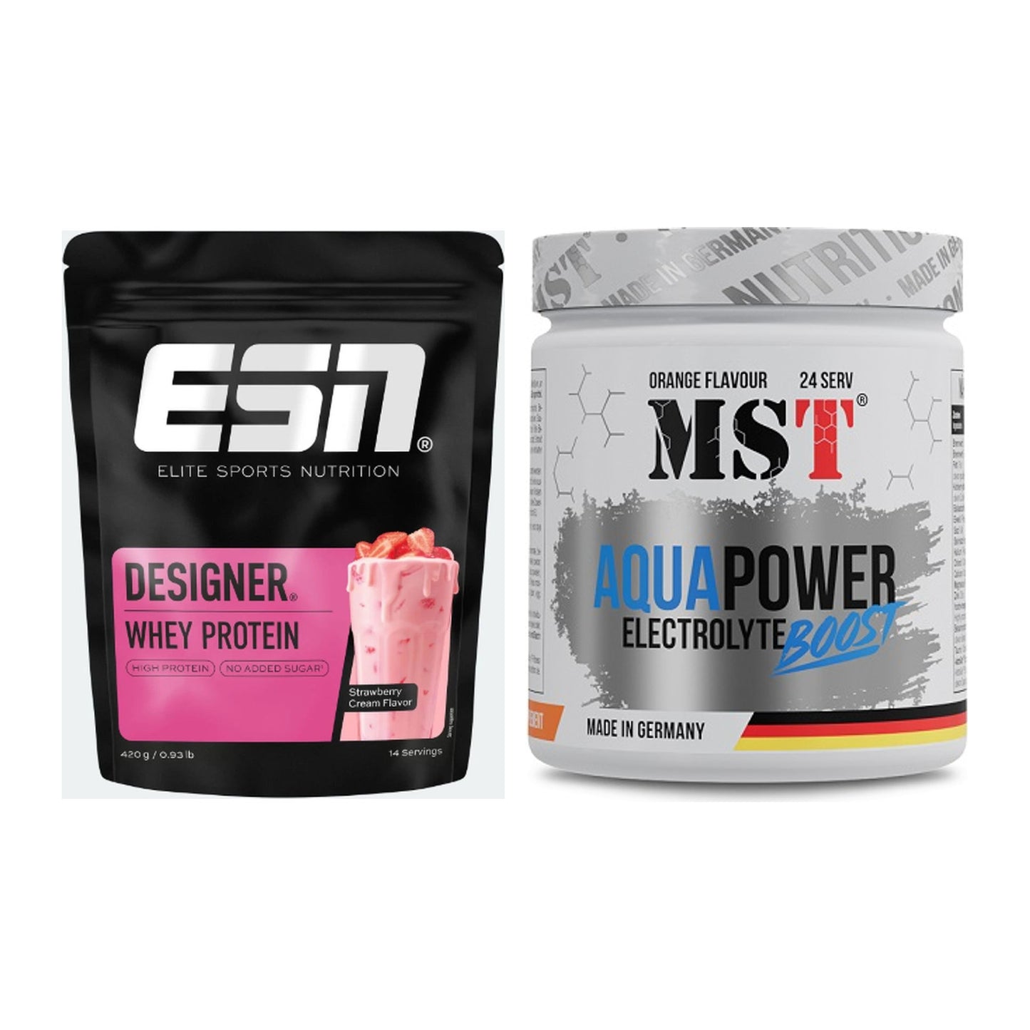 Basis-Set: ESN Designer Whey + MST Aqua Power Electrolyte Boost – alle enthaltenen Artikel