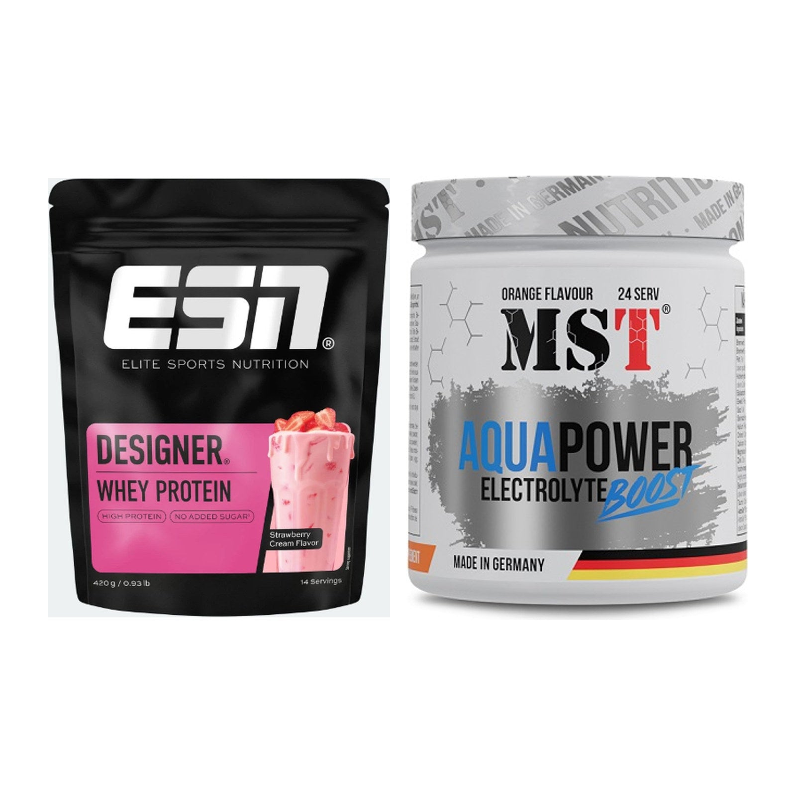 Basis-Set: ESN Designer Whey + MST Aqua Power Electrolyte Boost – alle enthaltenen Artikel
