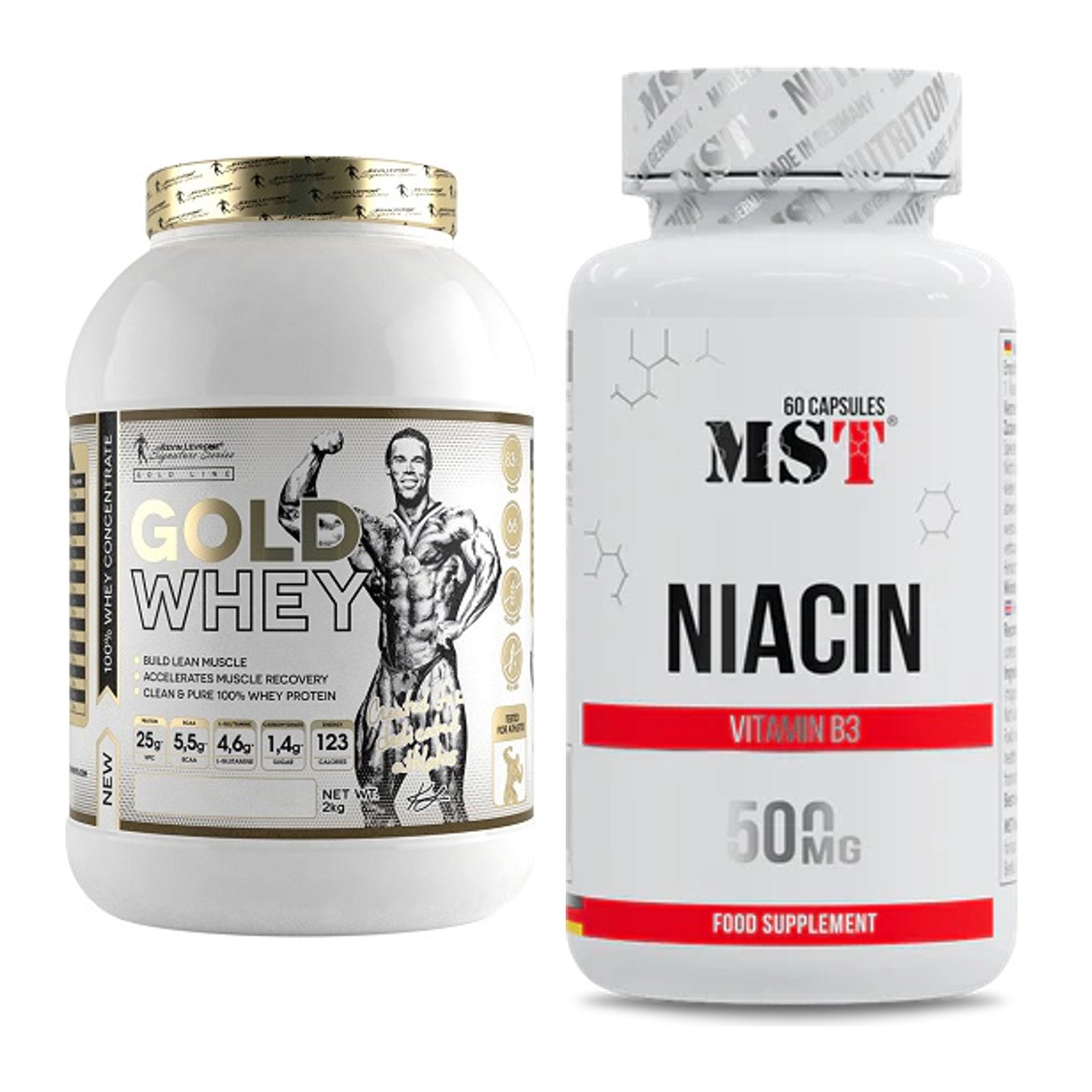 Basis-Set: Kevin Levrone Gold Whey + MST Niacin – alle enthaltenen Artikel