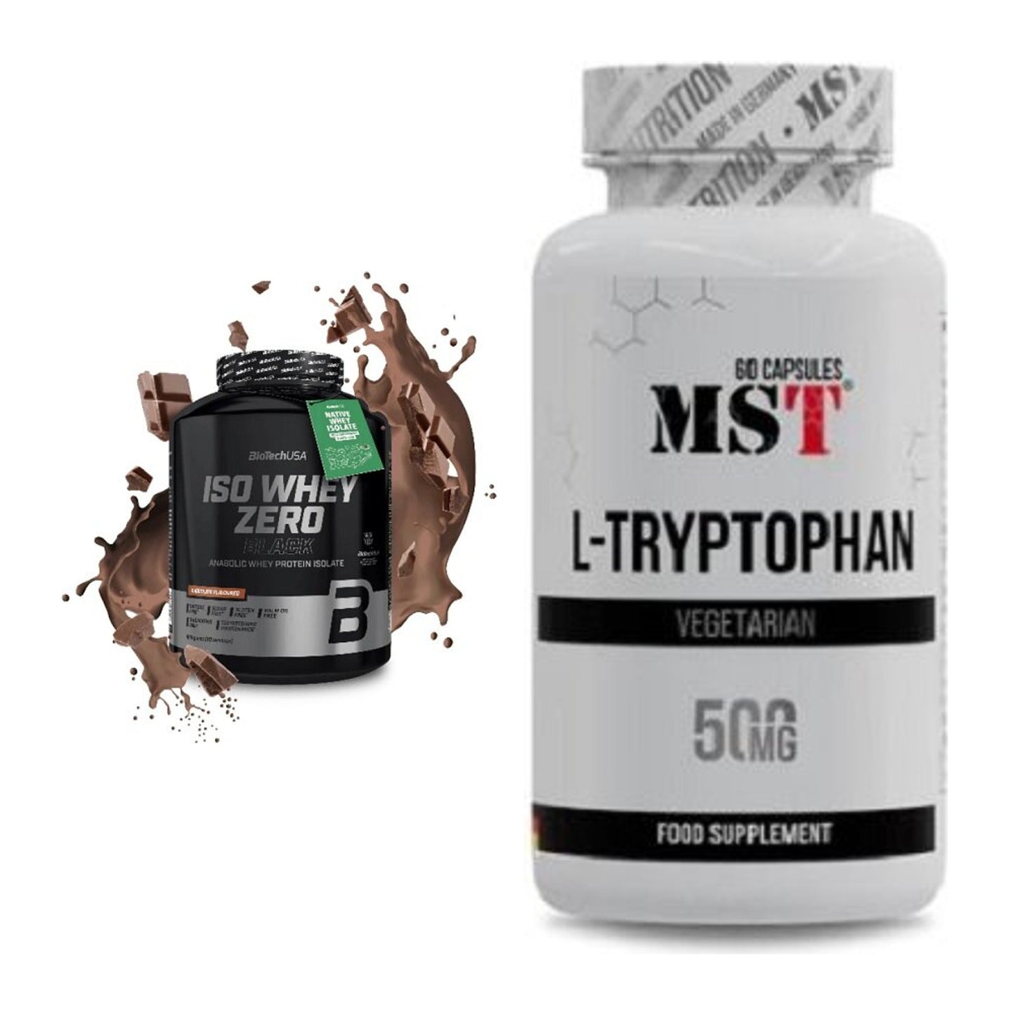 Basis-Set: BioTech Iso Whey Zero Black + MST Tryptophan 500mg – alle enthaltenen Artikel