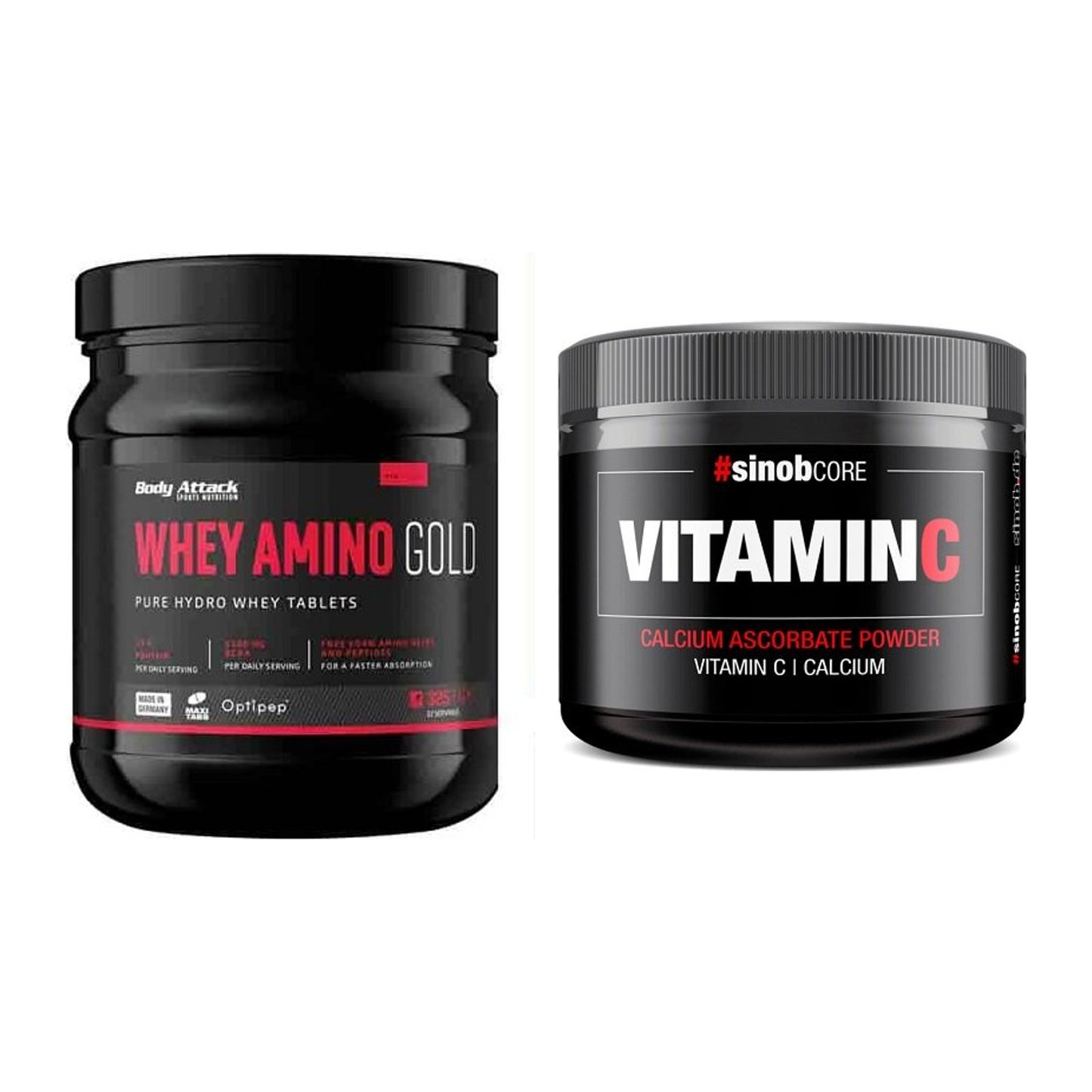 Basis-Set: Body Attack Whey Amino Gold + Sinob Vitamin C Calcium – alle enthaltenen Artikel
