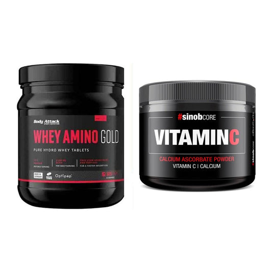 Basis-Set: Body Attack Whey Amino Gold + Sinob Vitamin C Calcium – alle enthaltenen Artikel